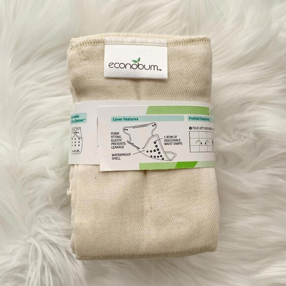 NWT Econobum - 3 cotton prefolds One Size 8-35 lbs (missing diaper cover) - Picture 3 of 4